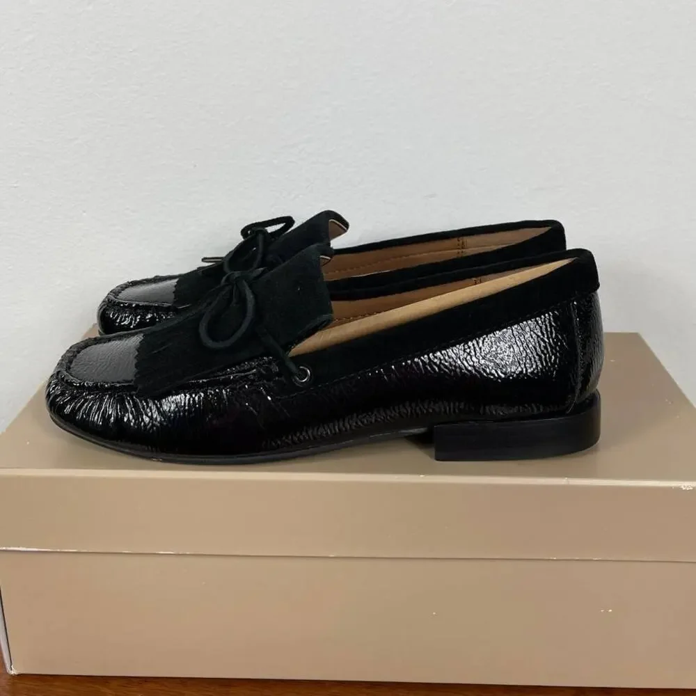 New Donald Pliner Breezy Loafer in Black Leather / Suede Women's Size 5